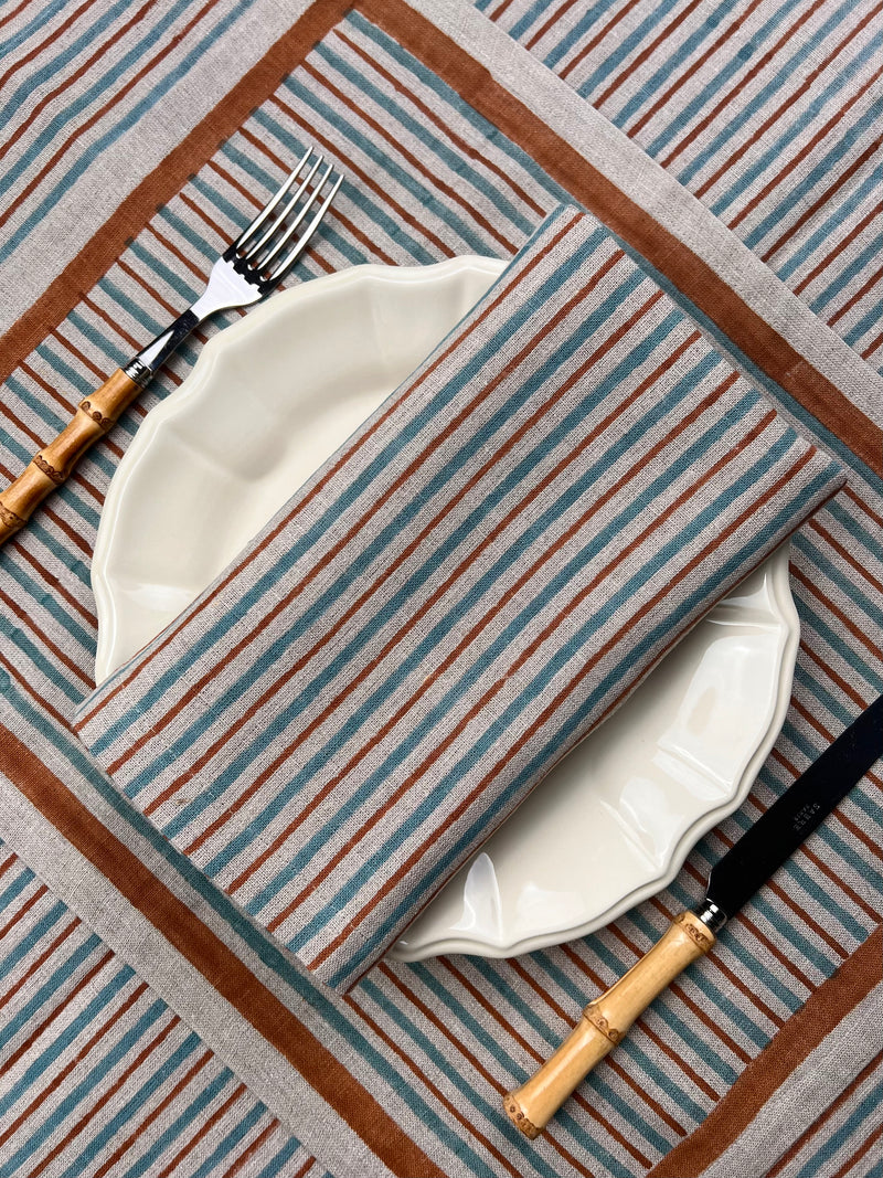 ’The Swedish Stripe’ Placemats (natural base) - 100% Linen