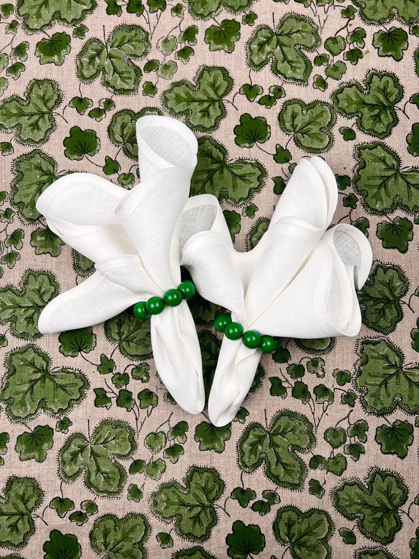 Gift Set: White Scallop Napkin & Green Orbs