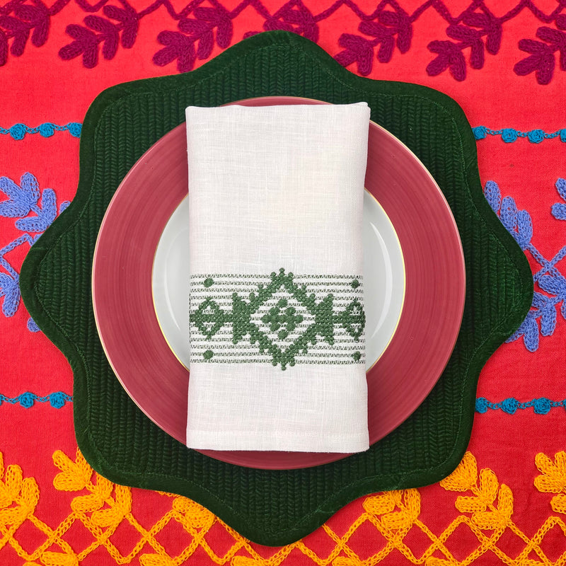 Gift Set: Set of 4 Folklore Napkins in White & Multicolour