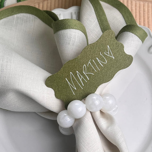 Luxury Place Cards - Scallop (Green)