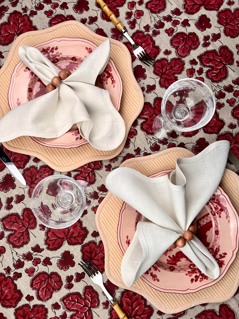 ’THE FIGUE LEAF’ TABLECLOTH (Red & Burgundy)