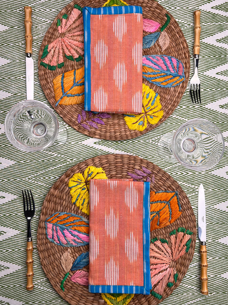 Reversible Napkin (Set of Four) Bright Blue/Apricot