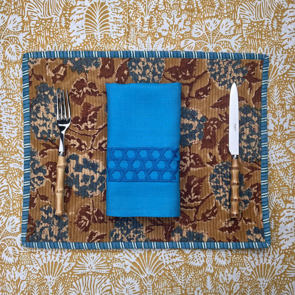 Gift Set: Set of 4 Rattan Weave Napkins in Turquoise