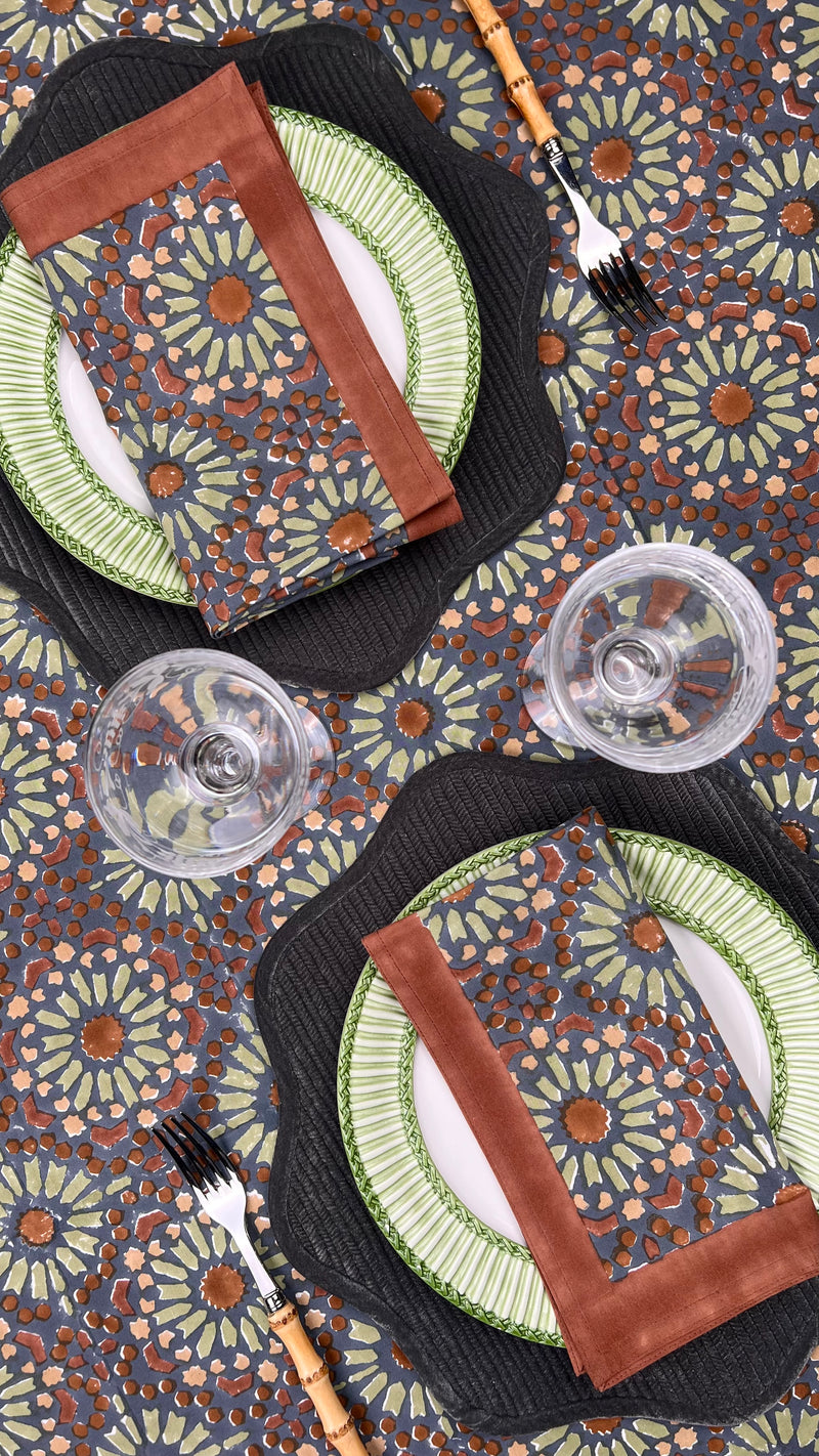 ‘The Kaleidoscope’ Napkin Set - Aubergine, Rust & Sage