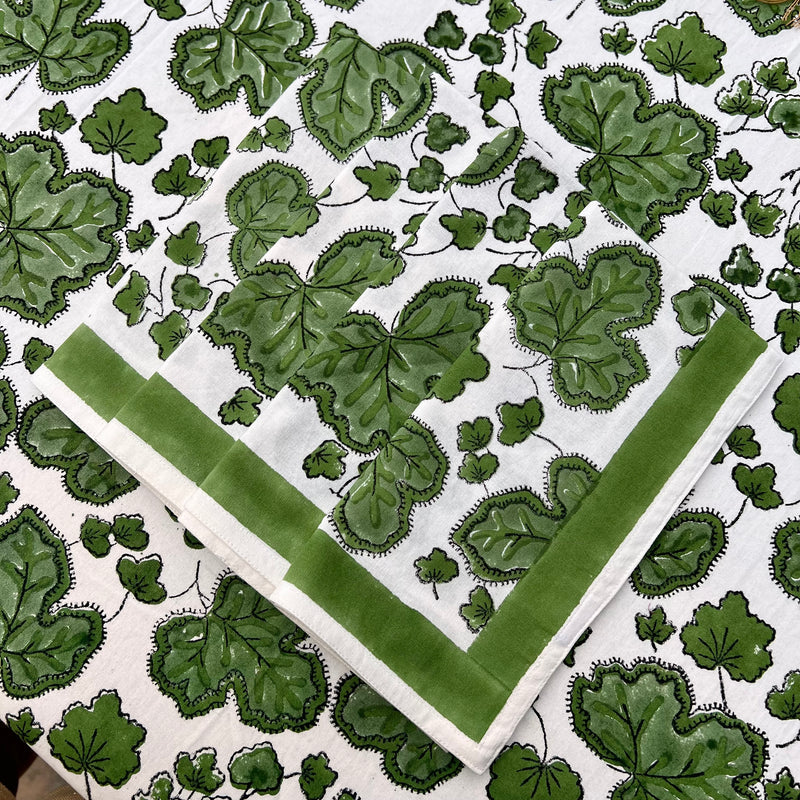 ’The Figue Leaf’ Napkins Set - Swedish Green - Cotton
