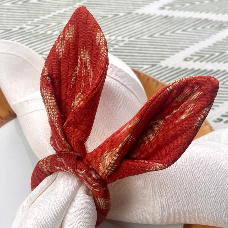 Ikat Easter Bunny Ears Napkinrings - Red