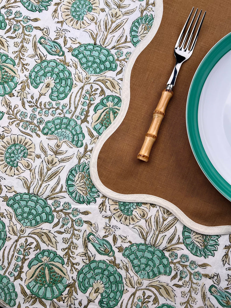 The Floral Tablecloth (Green, Taupe, Beige)