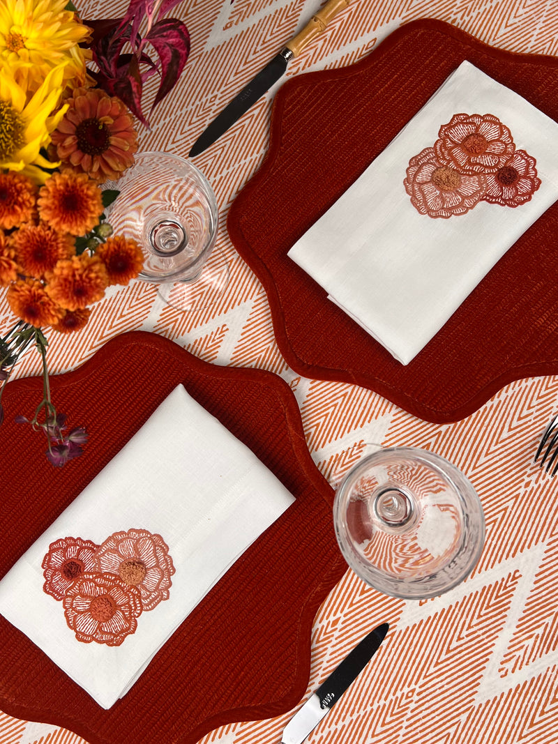 Curated Table Set: Orange Velvet & Terracotta Rust