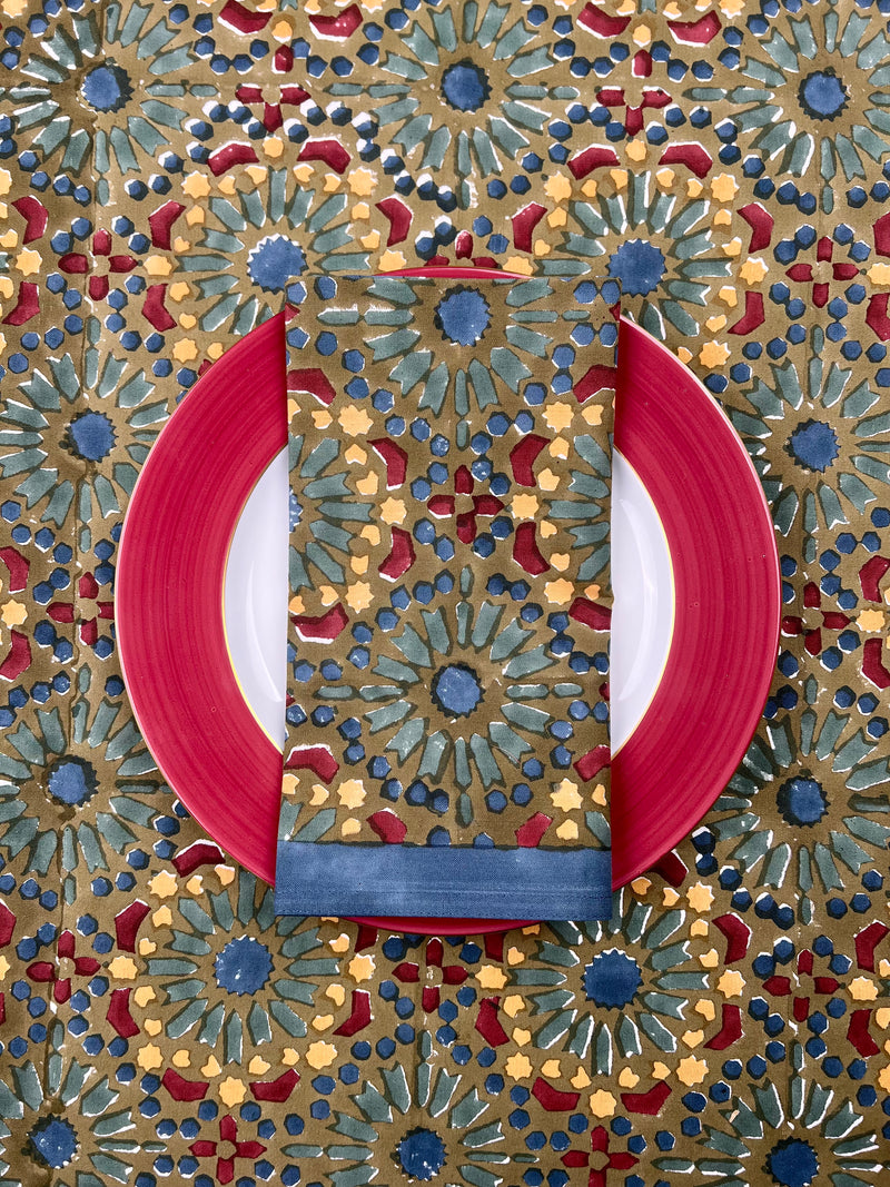 ‘The Kaleidoscope’ Napkin Set - Moss, Burgundy, Blue