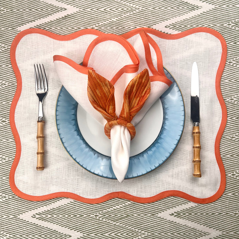 Ikat Easter Bunny Ears Napkinrings - Orange