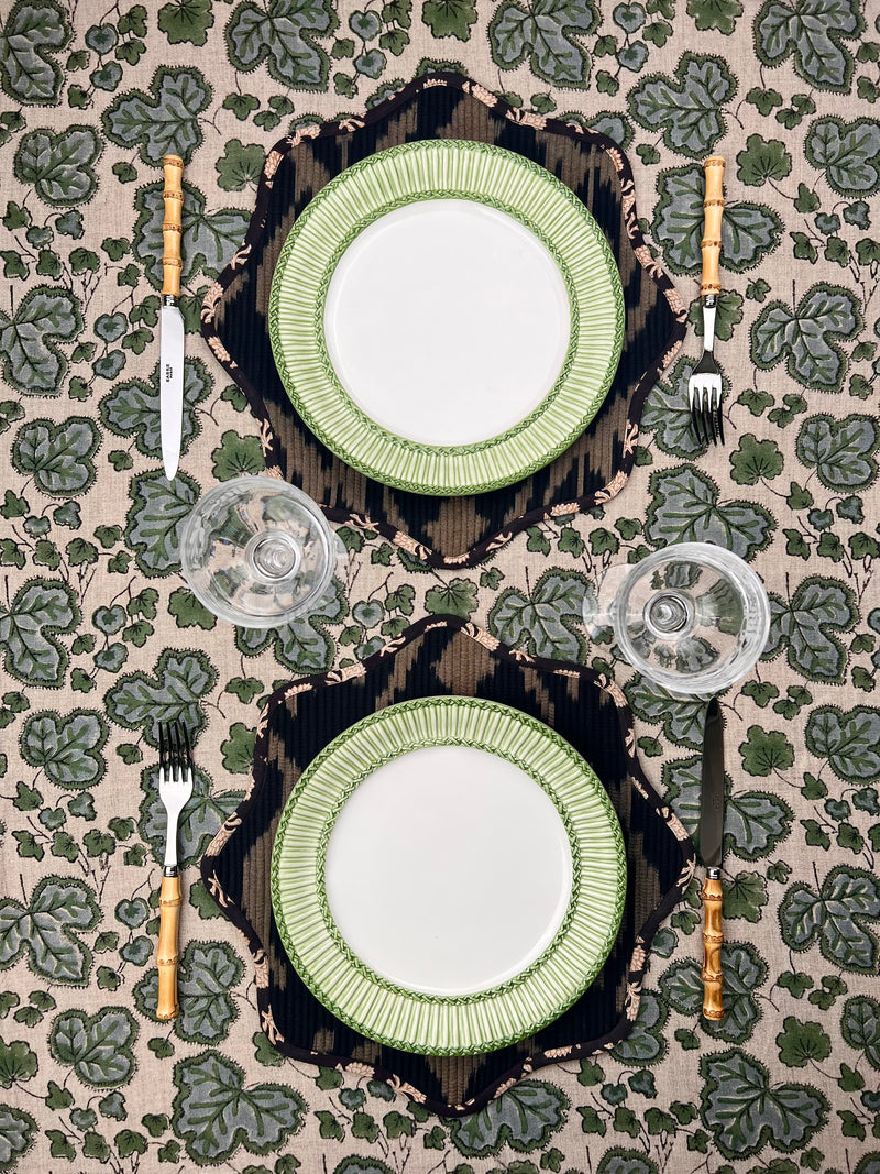 ’THE FIGUE LEAF’ TABLECLOTH (Green & Blue)