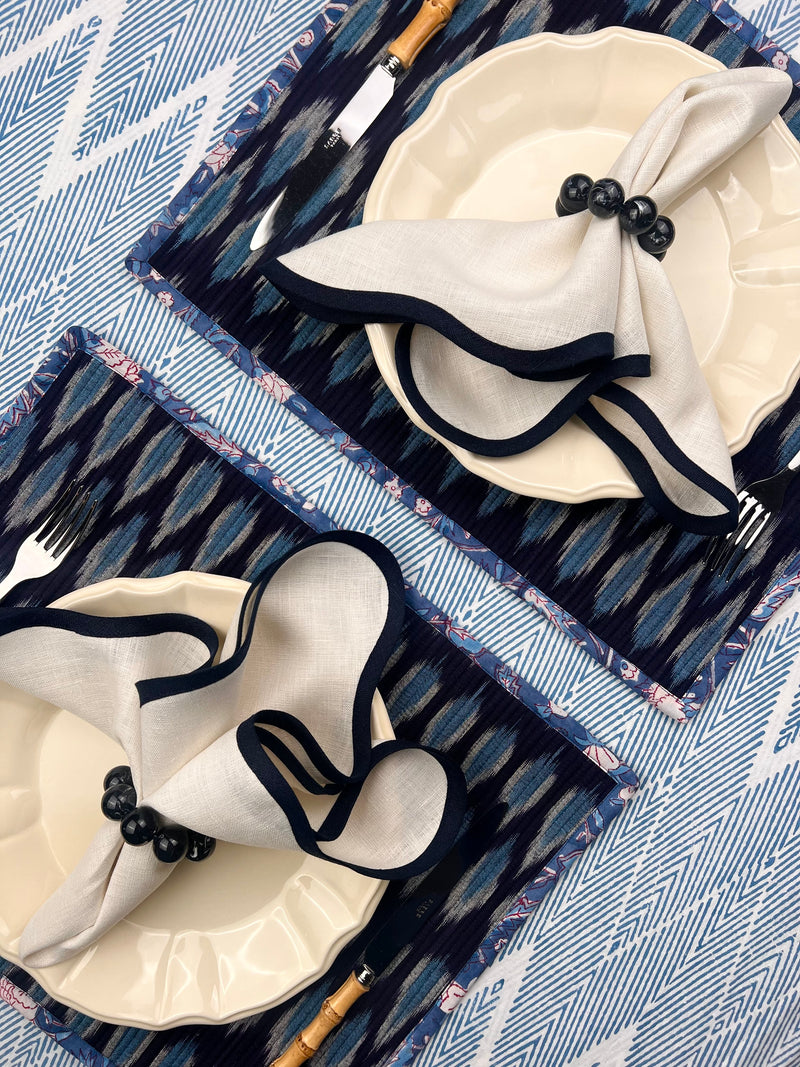 Curated Table Set: Blues, Ivory & Black