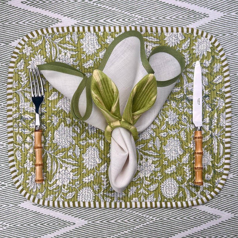 Ikat Easter Bunny Ears Napkinrings - Green