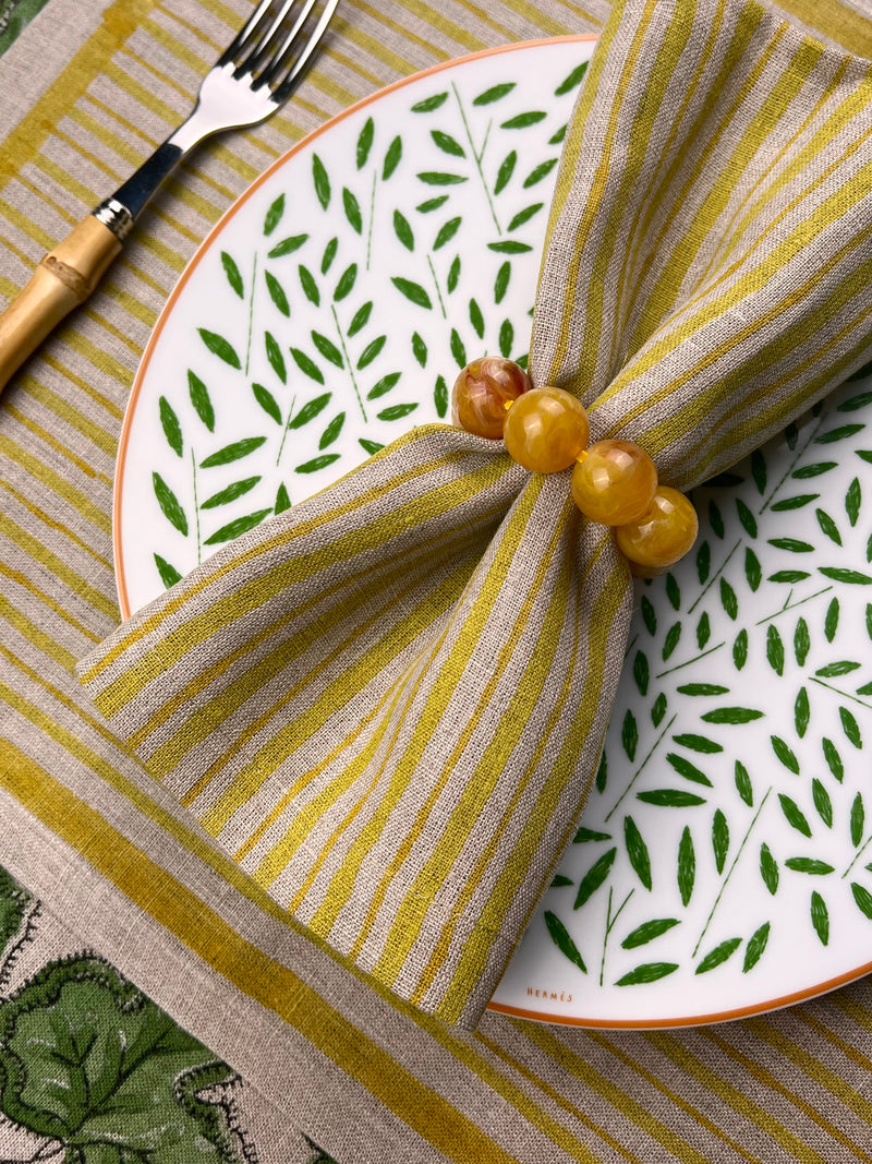 ’The Swedish Stripe’ Napkins - Natural Base - 100% Linen