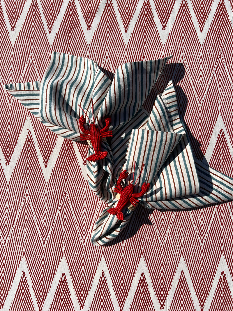 ’THE SWEDISH STRIPE’ Napkins (white base) - 100% Linen