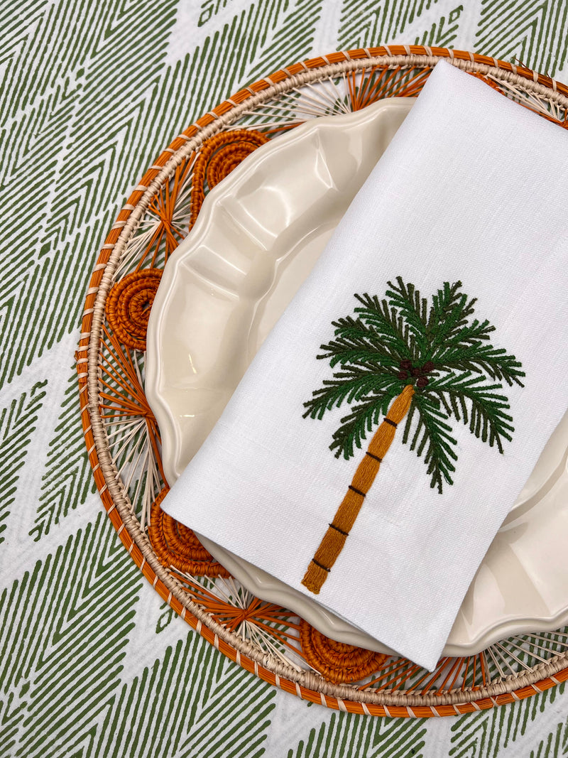 Curated Table Set: Orange Swirl & Palm Napkin