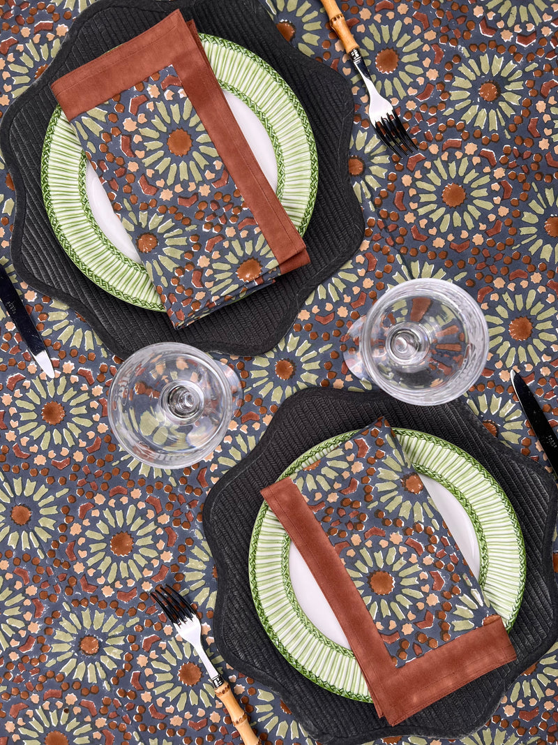 ‘The Kaleidoscope’ Tablecloth - Aubergine, Rust & Sage