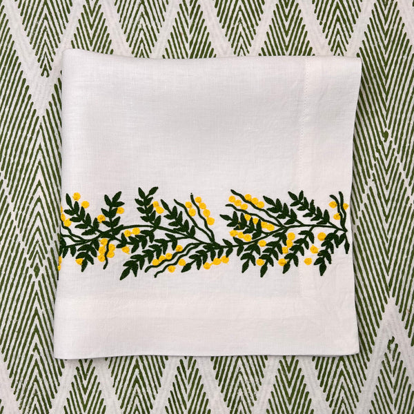 ’The Mimosa Vine’ Linen Napkin