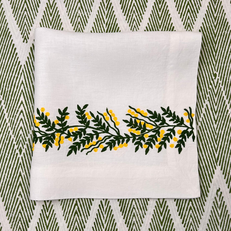 ’The Mimosa Vine’ Linen Napkin