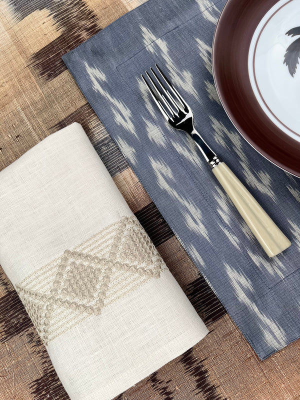 Vintage Silk Ikat Placemats (blue grey)