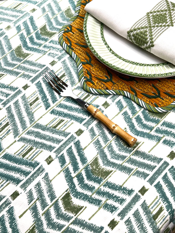 The Ikat Blue Green Tablecloth